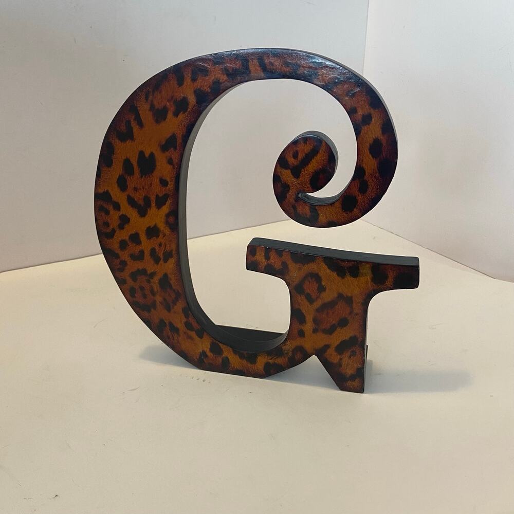 G Letter Decor Animal Print Leopard Upright Standing Book  Shelf  African Jungle